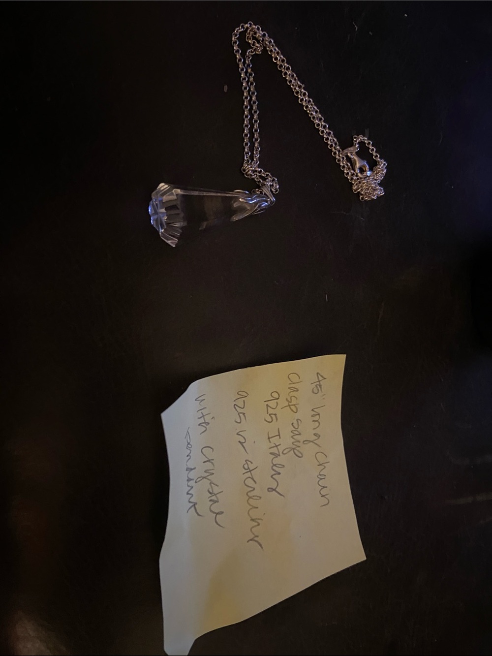 Crystal Teardrop Pendant Necklace - sterling Silver 45 inches